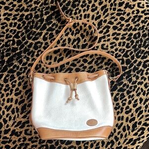 Tan and White Leather Crossbody Bag